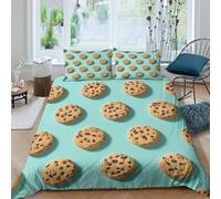 XGASVBKWA Chocolate chip cookiescopripiumino ultra microfibra 2 Pezzi stampa 3D con cerniera Bakery treat Set Di Copripiumino con federa traspirante morbida for adolescenti Single（135x200cm）