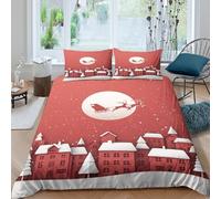 XGASVBKWA Christmas sceneSet Di Copripiumino morbida microfibra 2 Pezzi stampa 3D con cerniera paper cut style design copripiumino incluso federe aiosa ultra morbido for ragazze Single（135x200cm）