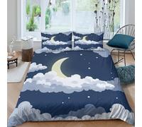 XGASVBKWA Crescent mooncopripiumino morbida microfibra 3 Pezzi stampa di 3D con cerniera Night sky cartoon style Set Di Copripiumino incluso federe per cuscini aiosa for adulti Double（200x200cm）