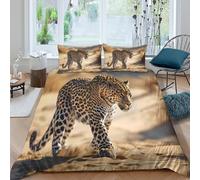 XGASVBKWA Leopard walkingSet Di Copripiumino microfibra 3 pezzi motivo 3D con cerniera Wild animal photography copripiumino con federa soffice ultra morbido for ragazze Single（140x200cm）