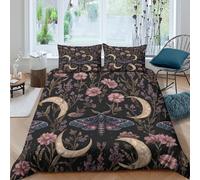 XGASVBKWA MoonlightFloraSet Di Copripiumino morbida 3 Pezzi stampa 3D con cerniera BotanicalFantasyStyle copripiumino incluso federe aiosa for bambini adulti ragazzi Double（200x200cm）