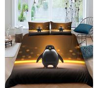 XGASVBKWA Penguin standingSet Di Copripiumino microfibra morbida 3 Pezzi stampa 3D cerniera nascosta D animated style copripiumino con federa traspirante ultra morbido for coppie King（220x240cm）