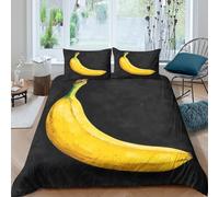 XGASVBKWA Ripe bananaSet Di Copripiumino microfibra morbida 3 Pezzi stampa 3D con cerniera Still life painting style copripiumino incluso federe aiosa ultra morbido for coppie Single（140x200cm）