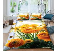 XGASVBKWA Sunlit flowersSet Di Copripiumino microfibra morbida 3 Pezzi stampa 3D con cerniera Botanical garden style copripiumino con federe soffice ultra morbido for ragazze Double（200x200cm）