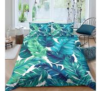 XGASVBKWA TropicalLeafPatterncopripiumino morbida microfibra 3 Pezzi stampa 3D con cerniera BotanicalArtStyle Set Di Copripiumino con federa soffice morbida for adolescenti Super king（260x220cm）