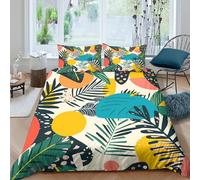 XGASVBKWA TropicalLeafPatternSet Di Copripiumino morbida 2 Pezzi stampa di 3D cerniera nascosta VibrantArtisticStyle copripiumino con federa soffice for bambini adulti ragazzi Single（135x200cm）