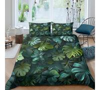 XGASVBKWA TropicalLeafPatternSet Di Copripiumino ultra microfibra 3 Pezzi stampa 3D con cerniera BotanicalWallArt_ copripiumino con federe soffice ultra morbido for ragazze King（220x240cm）