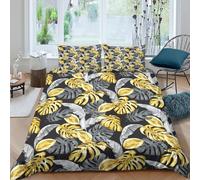 XGASVBKWA TropicalLeafPatternSet Di Copripiumino ultra microfibra 3 Pezzi stampa 3D con cerniera ModernBotanicalStyle copripiumino con federe soffice ultra morbido for ragazze Single（140x200cm）