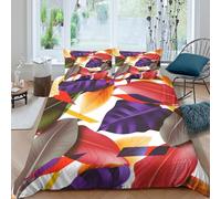 XGASVBKWA TropicalLeafSet Di Copripiumino microfibra 3 Pezzi stampa 3D con cerniera Vibrantabstract copripiumino con federa traspirante ultra morbido e traspirante for bambini Double（200x200cm）