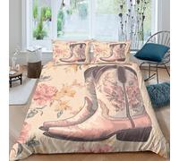 XGASVBKWA Western Bootscopripiumino morbida microfibra Set di 3 Pezzi stampa 3D con cerniera Rustic Country Set Di Copripiumino con federa soffice morbida for adolescenti King（220x240cm）