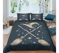 XGASVBKWA Witch hatcopripiumino morbida microfibra 3 pezzi motivo 3D cerniera nascosta Vintage magical design Set Di Copripiumino con federe per cuscini soffice for adulti Super king（260x220cm）