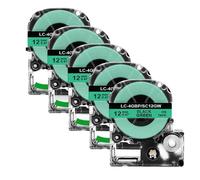 XGdEKA 12 mm SS12KW Etichetta nastro 5/10pc compatibile con LK-4WBN ST12KW Etichetta Maker Works con Macchina della stampante LW-300 400(5PK Black on Green)