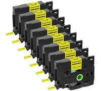 XGdEKA 3 5 8 10 PC I nastri di restringimento di calore compatibili con il nastro per produttore di etichetta per HSE-231 HS-631 funziona con la stampante PT-P750W(8PK Black on Yellow)