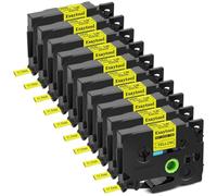 XGdEKA 3 5 8 10 PC I nastri di restringimento di calore compatibili con il nastro per produttore di etichetta per HSE-231 HS-631 funziona con la stampante PT-P750W(10PK Black on Yellow)