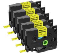 XGdEKA 3 5 8 10 PC I nastri di restringimento di calore compatibili con il nastro per produttore di etichetta per HSE-231 HS-631 funziona con la stampante PT-P750W(5PK Black on Yellow)