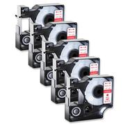 XGdEKA Confezione da 5 etichette rosse su bianche 12 mm x 7 m compatibile con cartuccia cartuccia D1 45015 compatibile con stampante 100 120P LabelManag