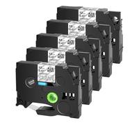 XGdEKA Nastro per etichette 5PK 12 18 24mm compatibile con Tze 135 145 155 bianco su nastro laminato trasparente per stampante PTD410 PTD460BT