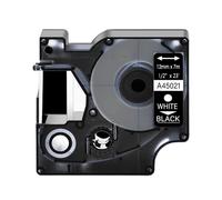 XGdEKA Nastro per etichette da 6 24 mm Nero su bianco Compatibile con il nastro D1 45013 45803 Compatibile con la stampante per etichette Label Manager 350 450D 200(White on Black)
