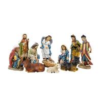 Xgdsnly 11 Pezzi Set di Statuine Del Presepe Raffinate Statuine Del Presepe in Resina Realistiche Natività Tradizionale per Chiesa , Colorato