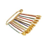 Xgdsnly 9 Pezzi Spilla di Decorativa Superficie Lucente Spilla Ferma Vita Resistente Alla Ruggine Accessorio Moda per Cardigan, Abbigliamento, Oro, Oro Con Diamanti Colorati