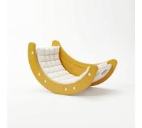 Xgdsnly Arco Montessoriano Progressivo Arrampicatd Arco Arrampicata Sicuro Dondolo in Legno per Cameretta, Giallo, Struttura Da Arrampicata A Luna + Cuscino Morbido