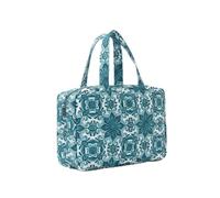Xgdsnly Beauty Case da Viaggio Pieghevole Separazione Asciutto Bagnato Trousse Floreale Gancio Appeso Trousse Porta Trucchi Impermeabile per Trasferta, Motivo A Rombi Blu