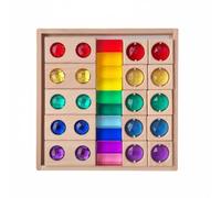 Xgdsnly Blocco Acrilico Trasparente Traslucido Gioco a Incastro Legno Naturale Puzzle a Blocchi, Combinazione Finestra Trasparente Alta 3