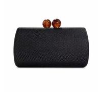 Xgdsnly Borsa a Tracolla Donna Pochette Clutch Borsetta Borsa Elegante con Tessuto a Trama Paglia E Corpo Rigido Chiusura a Doppia Sfera Adatta per Matrimoni Feste Cene Formali, Array, Nero