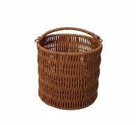 Xgdsnly Cesto Intrecciato con Manico Stile Rustico Paniere Regalo Multiuso Cesta in Finto Rattan per Matrimonio, Picnic, Cesto Cilindrico Piccolo Con Manico Ad Anello, Colore Tè