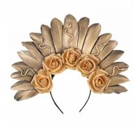 Xgdsnly Copricapo da Sposa Gotica Look D'impatto Diadema di Halloween Design Tridimensionale Cerchietto Gotico per Cosplayer, Spettacoli Teatrali, Gold A