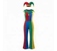 Xgdsnly Costume da Giullare con Cappello Vivace Tuta da Clown con Cappello Giullare Copricapo per Halloween, Spettacoli Teatrali, Cosplay, 150