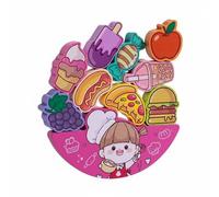 Xgdsnly Gioco di Impilamento con Cibi Blocchi Puzzle Set in Legno Sicuro per Concentrazione E Logica con Componenti Colorati E Base Mobile Adatto a Bambini Attività Ludoteca Casa