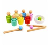 Xgdsnly Gioco di Ordinamento con Tazze Colorate e Perline Sicuro Gioco Prescolare in Legno Facile da Riporre Giocattolo Educativo per Bambini Piccoli, Figura