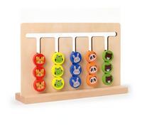 Xgdsnly Gioco Logico Educativo in Legno Tabellone Logico 20 Schede Prova Gioco di Abbinamento per Bambini, Grande Scacchiera A Cinque Colori Doppia Faccia/Colori+Animali/20 Schede A Doppia Faccia
