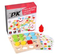 Xgdsnly Gioco Puzzle Bambini Gioco Battaglia Geometrica a Turni Blocchi E Schede Confronto Forme E Dettagli Esercizio Discriminazione Visiva Costruzione