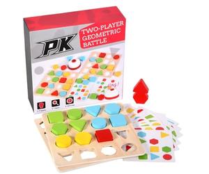 Xgdsnly Gioco Puzzle Bambini Gioco Battaglia Geometrica a Turni Blocchi E Schede Confronto Forme E Dettagli Esercizio Discriminazione Visiva Costruzione