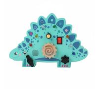 Xgdsnly Learning Board Tavola Didattica Legno Pannello Sensoriale Gioco Busy Board con Bulloni E Cerniere per Abilità Quotidiane E Adatta a Bambini Tempo Libero Asilo Nido, Tavola Stegosaurus