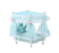 Xgdsnly Letto da Casa Delle Bambole 1:12 Letto a Baldacchino Rete Trasparente, Blu