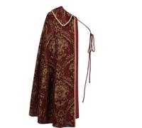 Xgdsnly Mantello Monospalla Jacquard Mantello con Lacci Tessuto Damascato per Rievocatori, Fiere Fantasy, Spettacoli Teatrali, Array, Rosso