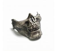 Xgdsnly Mezza Maschera a Teschio Rigida Maschera Teschio Durevole per Cosplay, Bicicletta, Argento Antico