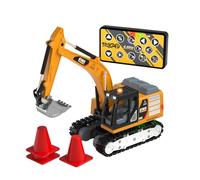Xgdsnly Mini Escavatore Telecomandato Veicolo da Costruzione Modellino RC 1 64 con Controller Manuale Rotazione Braccio Articolato Movimento Adatto a Gioco Bambini Passeggiate Viaggio, Giallo Terra