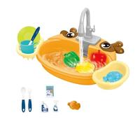 Xgdsnly Set da Gioco Realistico con Lavandino per Bambini, Completo di Vari Accessori E Funzione Automatica. Favorisce Lo Sviluppo delle capacità Motorie Fini, Arancione