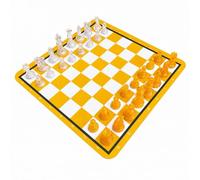 Xgdsnly Set di Scacchi con Scacchiera in Gomma Durevole Gioco di Scacchi con Pezzi in Plastica Compatto per Famiglie, attività Familiari, Soggiorno, Senza Borsa