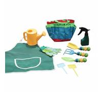 Xgdsnly Set Giardinaggio Bambini Attrezzi Paletta Rastrello Trapiantatore Guanti con Borsa Multitasche Metallo Durevole Apprendimento E Divertimento Adatto, Caterpillar 10 Pezzi