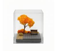 Xgdsnly Statico Scatola Protettiva Trasparente Realistica con Scena Percorribile e Sedile Compatta con Scena Stradale in Miniatura, Acero Autunnale