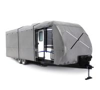 XGEAR Copertura per rimorchio da viaggio con pannello superiore spesso a 4 | Tessuto resistente agli strappi, include 4 coperture per pneumatici e toppe adesive di riparazione per camper e per tutte le
