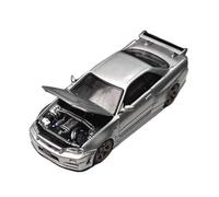 XGFFBAGB 1/64 Per GTR R34 Open Cover TM Modello Di Auto In Lega Collezione Decorazione(Silver,With box)