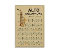 XGINERFEX Alto Saxophone Fingering Chart Poster Complete Note Guide for Beginners Canvas Wall-Art for Music Room Practice Studio(Framed,16X24inch(40X60cm))