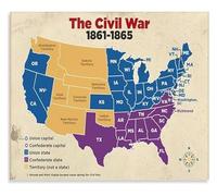 XGINERFEX American Civil War Battle Maps Poster History Educational Wall Chart for Classroom Learning Social Studies Decor(Unframed,08x12inch(20x30cm))