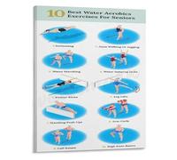 XGINERFEX Aquatic Low Impact Exercise Poster Senior Swimming Pool Workout Guide Gentle Fitness Home Gym Wall-Art(Framed,16x24inch(40x60cm))